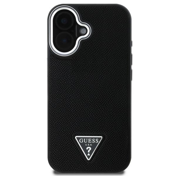 Guess Grained Triangle Case MagSafe Apple iPhone 16 - Zwart