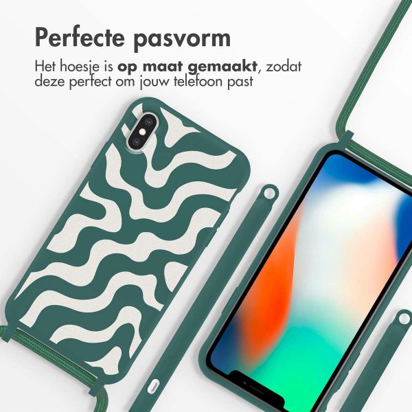 imoshion Siliconen design hoesje met koord Apple iPhone X / Xs - Petrol Green Groovy