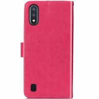 Klavertje Bloemen Bookcase Samsung Galaxy A01 - Fuchsia