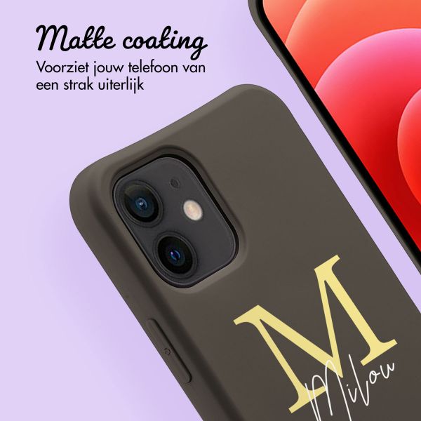 Gepersonaliseerd Color Backcover MagSafe met afneembaar koord en letter  iPhone 12 Pro - Black Coffee