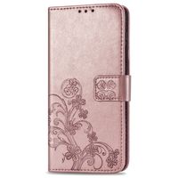 Klavertje Bloemen Bookcase Sony Xperia 1 II - Rosé Goud