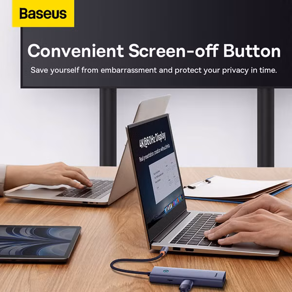 Baseus OS-UltraJoy 6-in-1 USB-C Hub - 4K 60Hz - 100 Watt opladen - Docking station - Space Grey