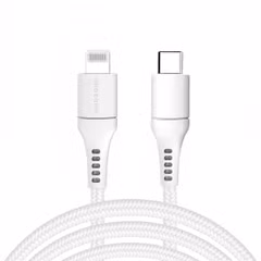 imoshion Lightning naar USB-C kabel - Non-MFi - Gevlochten textiel - 3 meter - Wit
