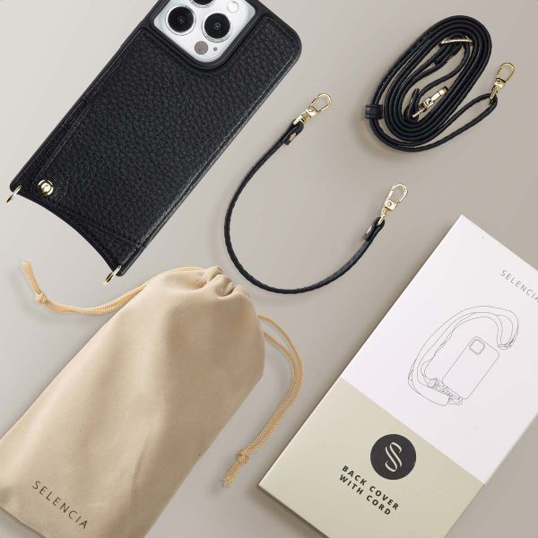 Selencia Nova Phone Case with Cord and Card Holder Apple iPhone 13 Pro - Black