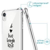 imoshion Design hoesje met koord iPhone Xr - Live Laugh Love - Zwart