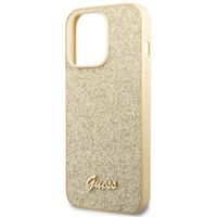 Guess Glitter Flakes Backcover iPhone 14 Pro Max - Goud