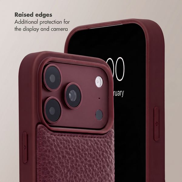 Selencia Nova Phone Case with Cord and Card Holder Apple iPhone 18 Pro Max / 17 Pro Max - Bold Burgundy