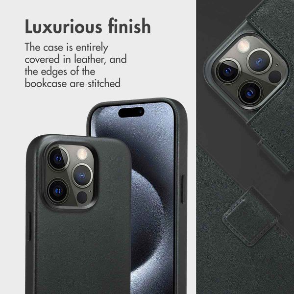 Accezz 2-in-1 Leather Bookcase with MagSafe Apple iPhone 15 Pro - Onyx Black
