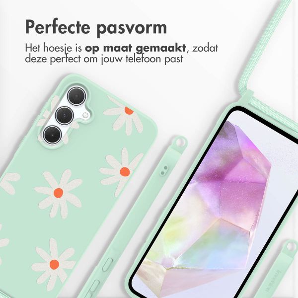 imoshion Siliconen design hoesje met koord Samsung Galaxy A35 - Green Flower Distance