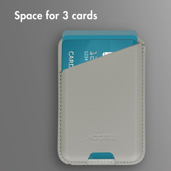 Accezz Magnetic Leather Card Holder - Compatible with Apple Find My - Light Grey