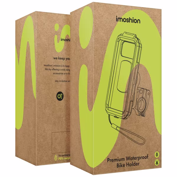 imoshion Premium telefoonhouder fiets - Spatwaterdicht - Universeel - 360 graden draaibaar - Stevige behuizing - Zwart