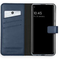 Selencia Echt Leren Bookcase Samsung Galaxy A21s - Blauw