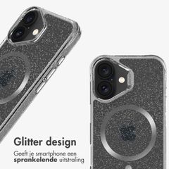 imoshion Clear Glitter Backcover met MagSafe Apple iPhone 16 - Zilver