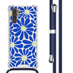imoshion Design hoesje met koord Huawei P30 Pro - Cobalt Blue Flowers Connect