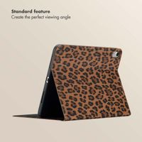 Selencia Sabi Bookcase with Leopard Print Apple iPad 11 (2025) 11 inch A16 / iPad 10 (2022) 10.9 inch - Mocha Brown