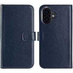 Selencia Echt Leren Bookcase iPhone 16 Plus - Blauw