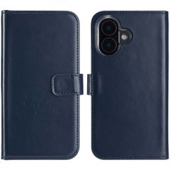 Selencia Echt Lederen Bookcase iPhone 16 Plus - Blauw