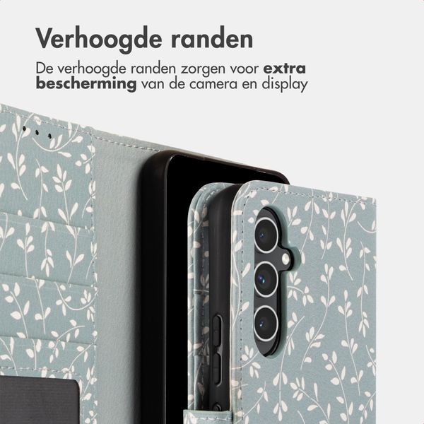 imoshion Design Bookcase Samsung Galaxy A54 (5G) - Smoke Green Flowers