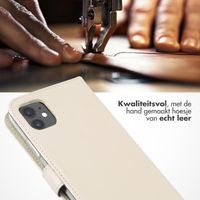 Selencia Echt Lederen Bookcase iPhone 11 - Greige