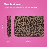 imoshion Fluffy Laptop hoes 15-16 inch - Laptopsleeve - Leopard Pink