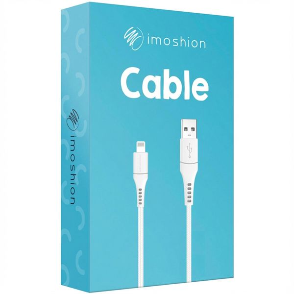 imoshion Lightning naar USB kabel - Non-MFi - Gevlochten textiel - 3 meter - Wit
