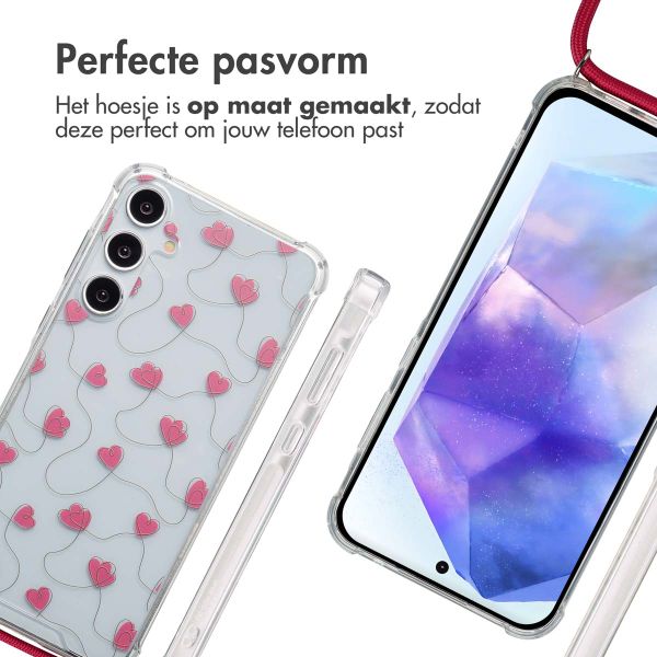 imoshion Design hoesje met koord Samsung Galaxy A55 - Dusty Rose Connected Hearts