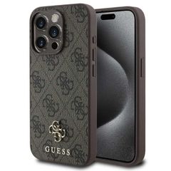 Guess 4G Metal Logo Backcover MagSafe Apple iPhone 15 - Bruin