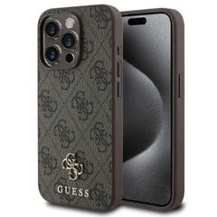 Guess 4G Metal Logo Backcover MagSafe iPhone 15 - Bruin