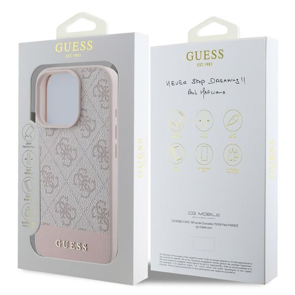 Guess Bottom Stripe 4G Backcover Apple iPhone 16 Pro - Roze