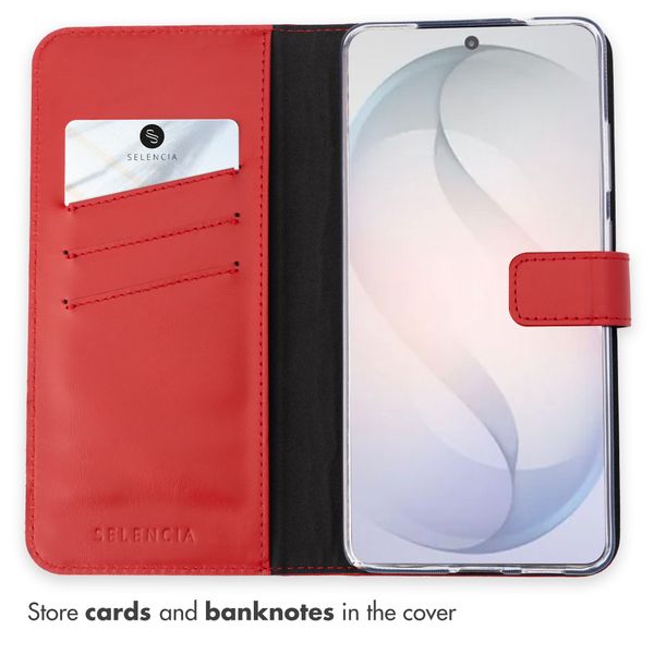 Selencia Genuine Leather Book Case Samsung Galaxy S26 - Red