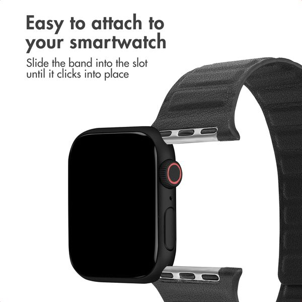 Accezz Magnetic genuine leather band Apple Watch | 44/45/46/49 mm - Black