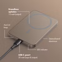 Selencia Vivid MagSafe Powerbank 5.000 mAh - Draadloze Powerbank - MagSafe en Qi2 - Desert Gold / Country Moo'd