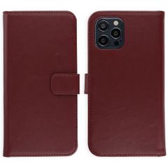 Selencia Genuine Leather Book Case Apple iPhone 12 (Pro) - Burgundy