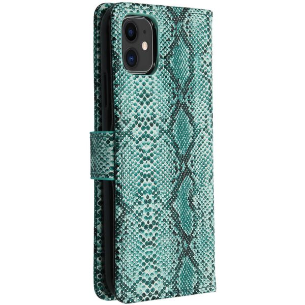 Slangenprint Bookcase iPhone 11 - Groen