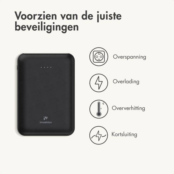 imoshion Compact Powerbank 10.000 mAh - Kleine powerbank - Quick Charge en Power Delivery - Zwart