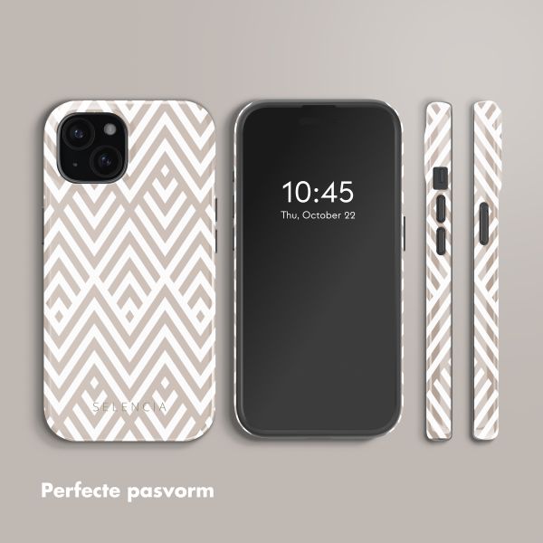 Selencia Vivid Backcover met MagSafe Apple iPhone 15 - Beige Zigzag