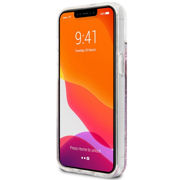 Guess 4G Logo Liquid Glitter Backcover Apple iPhone 13 - Roze