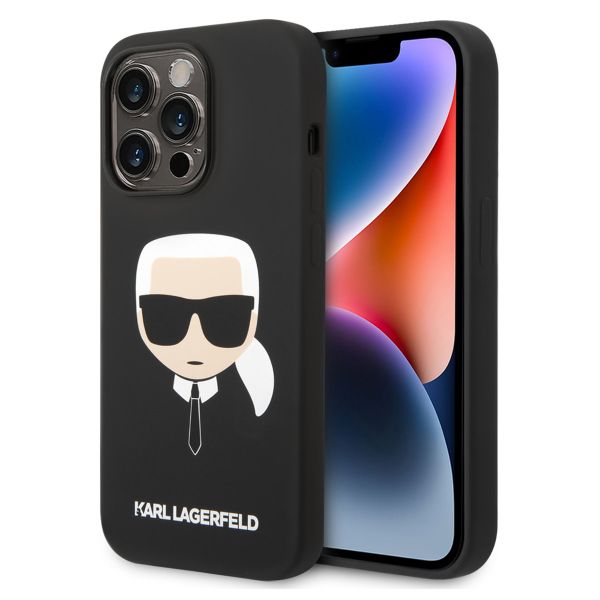 Karl Lagerfeld Karl's Head Liquid Silicone Backcover MagSafe iPhone 14 Pro - Zwart