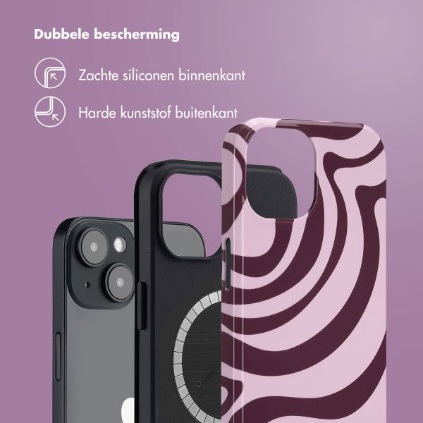 Selencia Vivid Tough Backcover met MagSafe iPhone 14 - Wavy Swirl Pink Plum