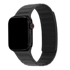 Accezz Magnetisch echt lederen bandje Apple Watch | 44/45/46/49 mm - Zwart