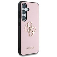 Guess 4G Metal Logo Saffiano Backcover Samsung Galaxy S25 Plus - Roze