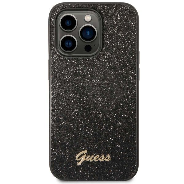 Guess Glitter Flakes Backcover Apple iPhone 14 Pro - Zwart