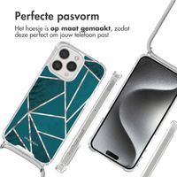 imoshion Design hoesje met koord Apple iPhone 15 Pro - Petrol Green Graphic