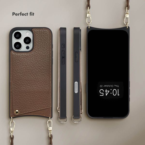 Selencia Nova Phone Case with Cord and Card Holder Apple iPhone 16 Pro Max - Mocha Brown