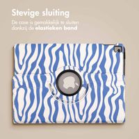 imoshion 360° Draaibare Design Bookcase Apple iPad 9 (2021) 10.2 inch / iPad 8 (2020) 10.2 inch / iPad 7 (2019) 10.2 inch - White Blue Stripes