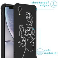 imoshion Design hoesje met koord iPhone Xr - Abstract Gezicht Bloem - Zwart