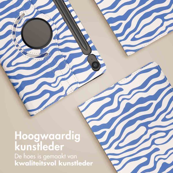 imoshion 360° Draaibare Design Bookcase Samsung Galaxy Tab S10 Lite / S10 FE / S9 FE - White Blue Stripes