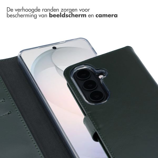 Selencia Echt Leren Bookcase Samsung Galaxy S26 - Groen