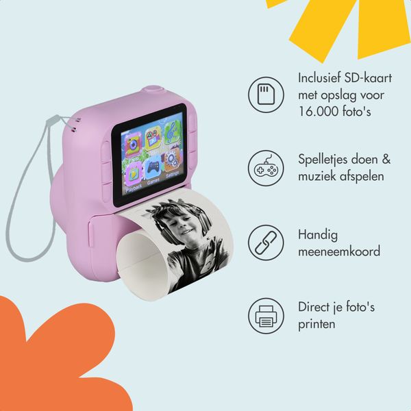 imoshion Kids Camera met Fotoprinter - Kindercamera - Foto's/Video's/Spelletjes - Lila