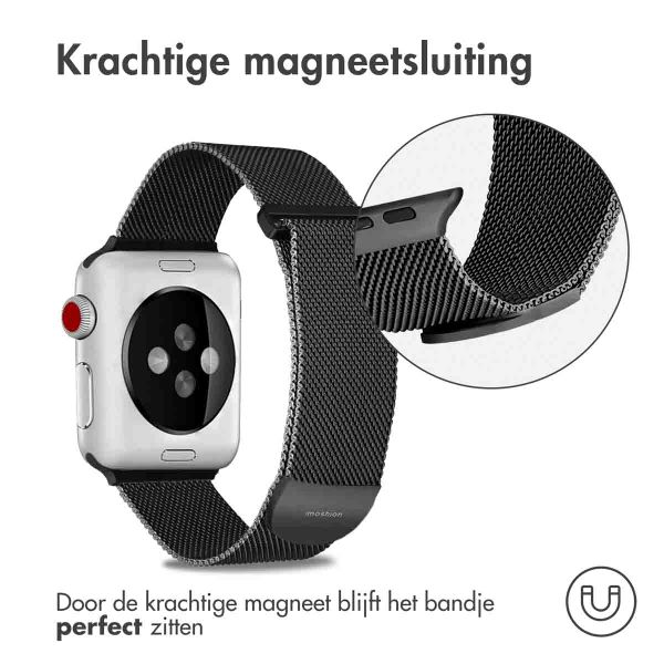 imoshion Milanees magnetisch bandje Apple Watch Series 1 t/m 9 / SE (38/40/41 mm) | Series 10 (42 mm) - Maat M - Zwart